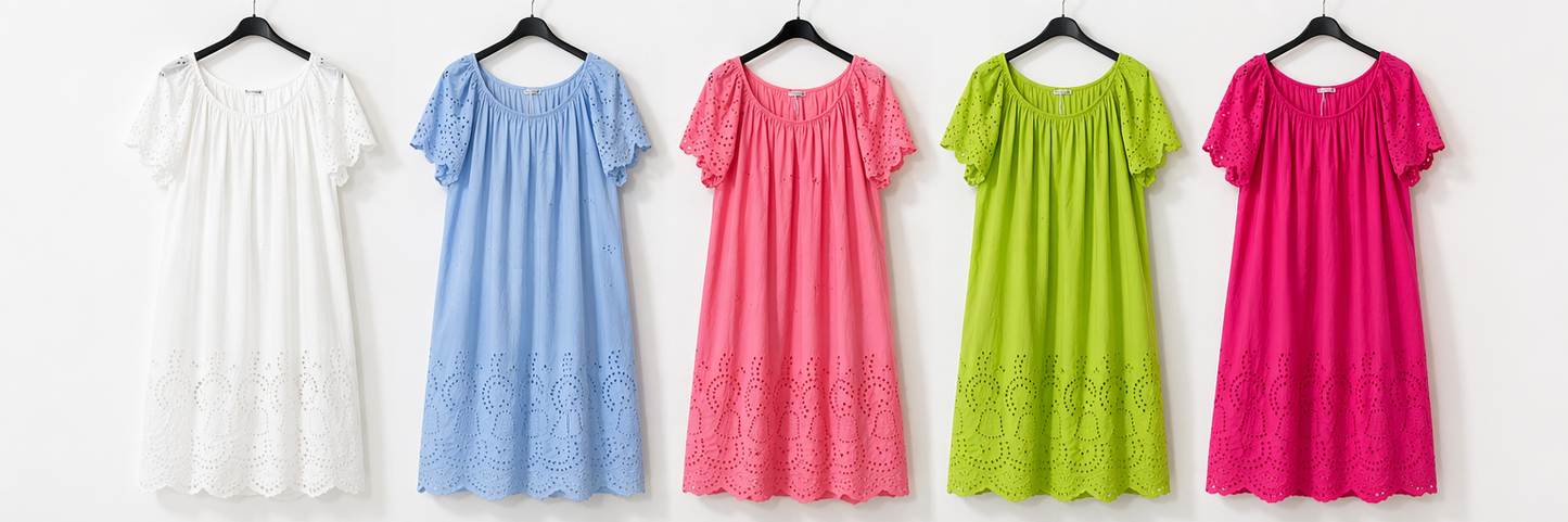 Robe broderie anglaise coton , col élastique