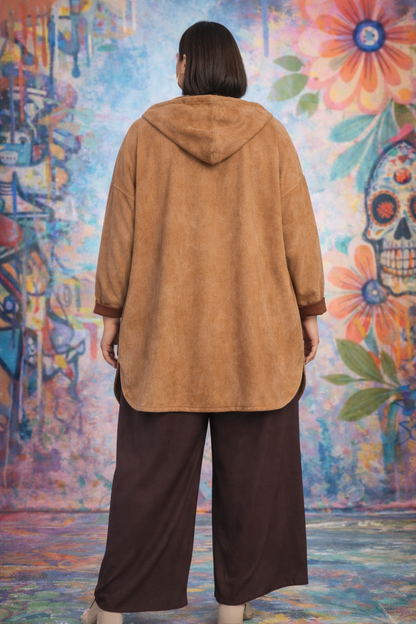 Parka Camel, suédine lycra