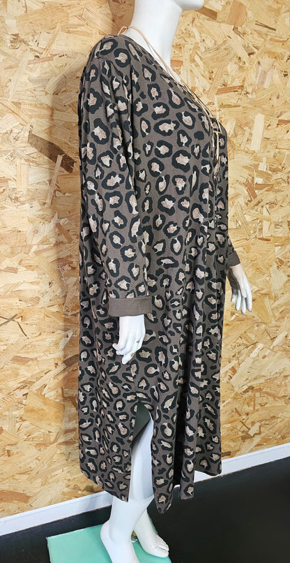 Robe sweat imprimé léopard