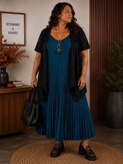 Robe plissée bretelles