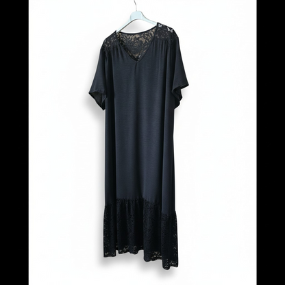 Robe mixte dentelle et crêpe de viscose