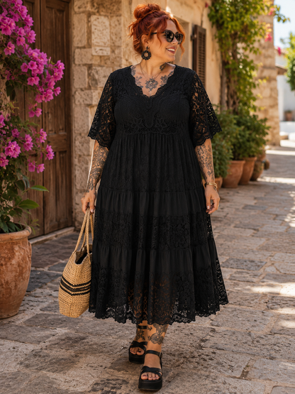 Robe dentelle et guipure