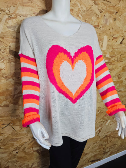 Pull cœur détails super colorés