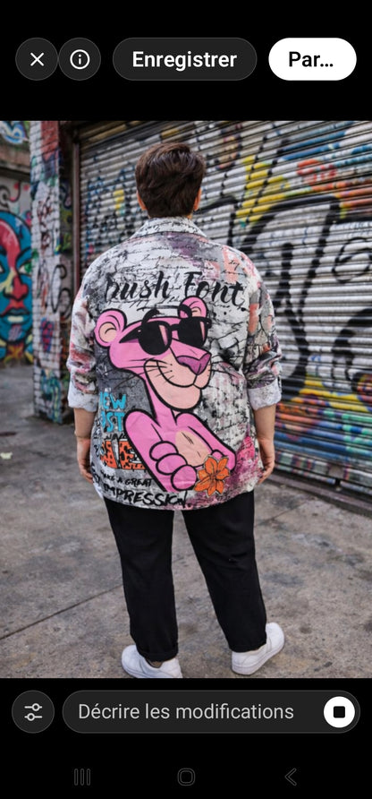 Blazer panthère rose et graffitis