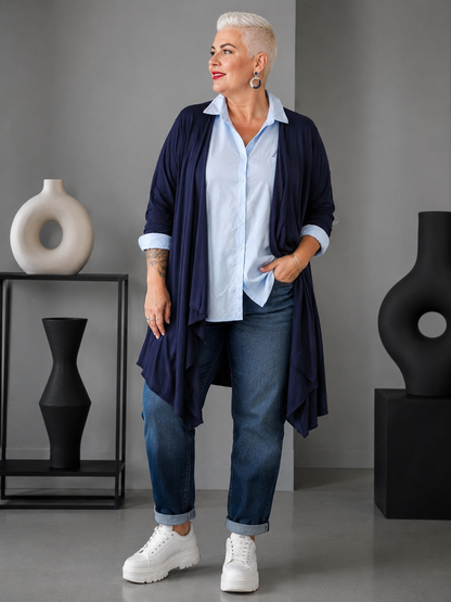 Gilet fluide long drapé devant