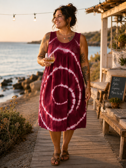 Robe tie and die mi longue
