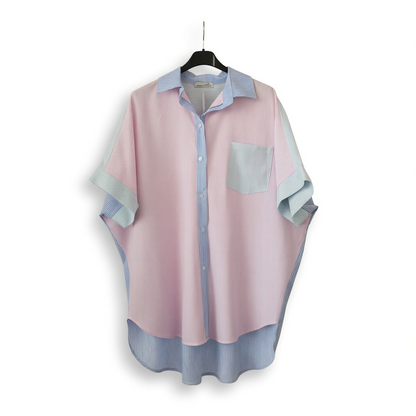 Chemise patchworks rayés pastels