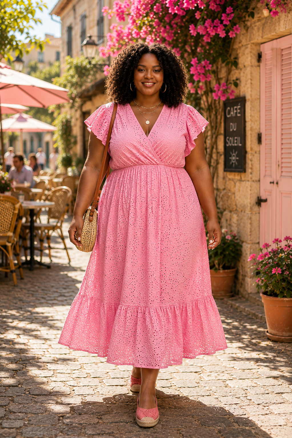 Robe longue  coeur croisé broderie anglaise