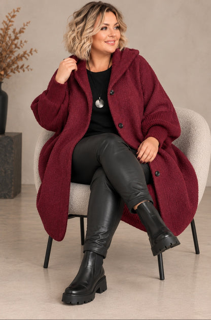 Manteau lainage bouclette et manches tricot