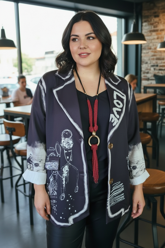 Veste blazer motifs ethnic chic