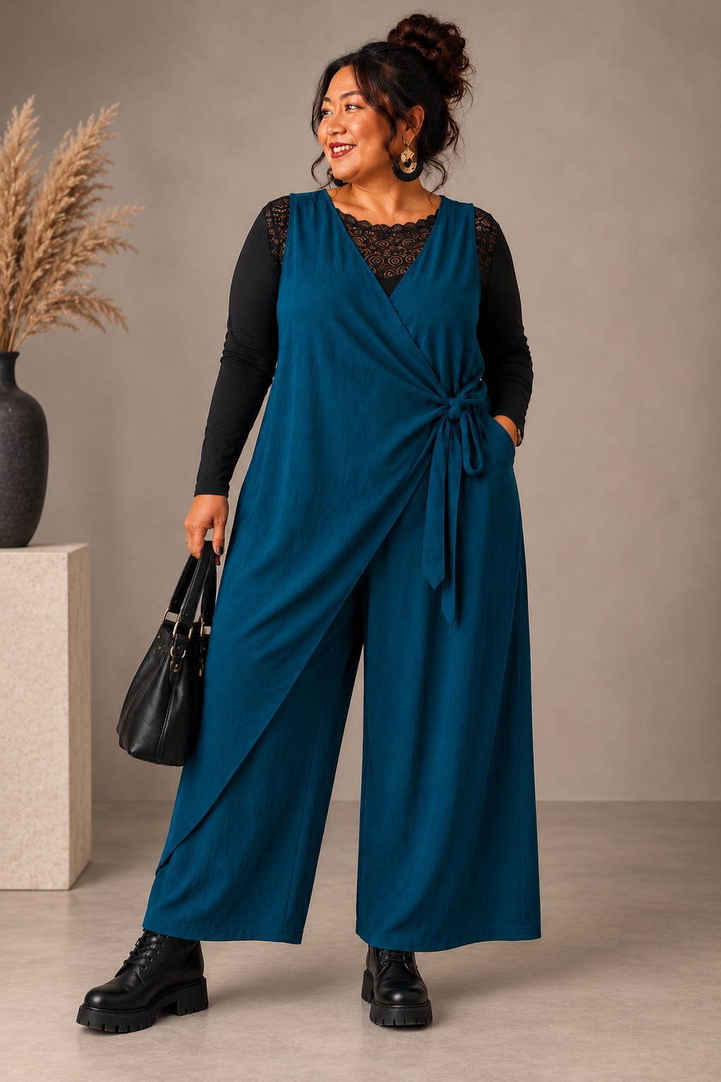 Combinaison avec drapé asymétrique devant