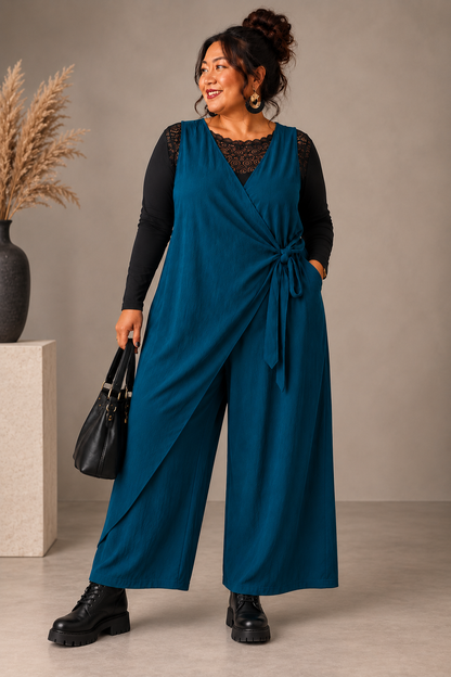 Combinaison avec drapé asymétrique devant
