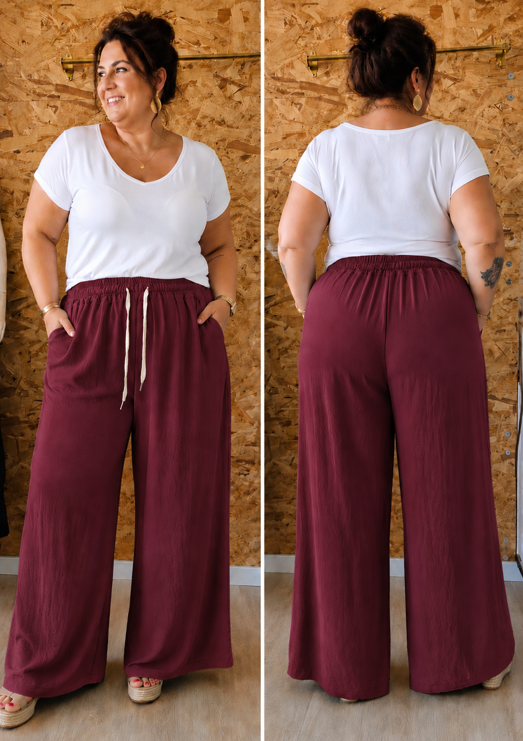 Pantalon palazzo crêpe de viscose