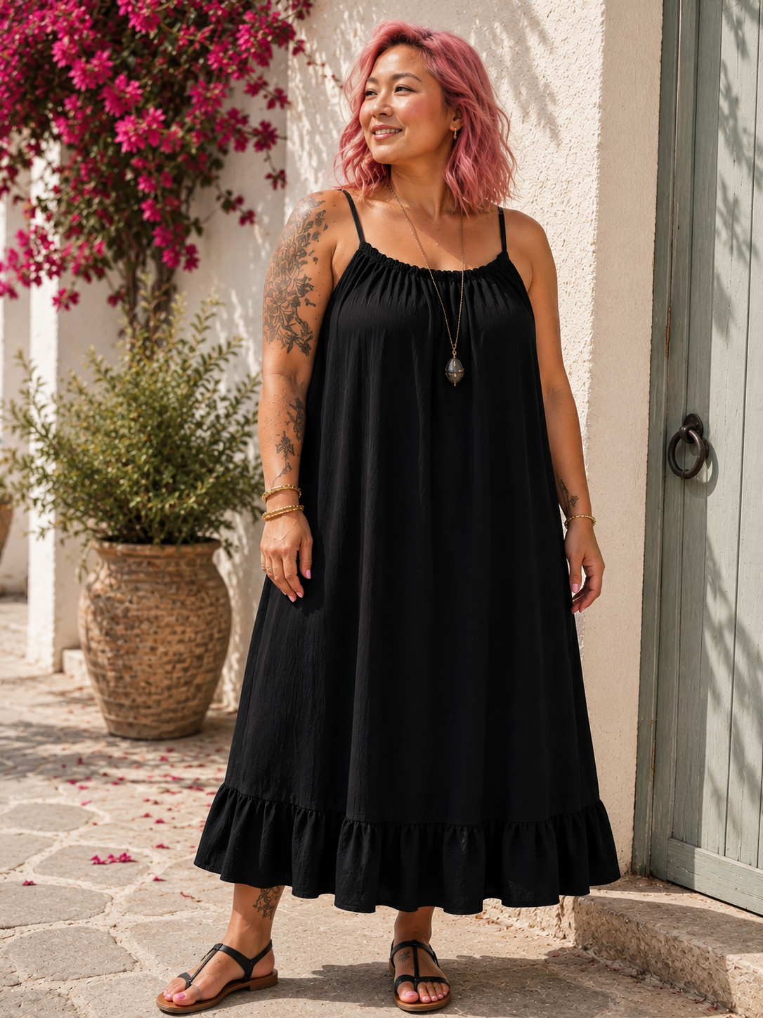 Robe longue à bretelles