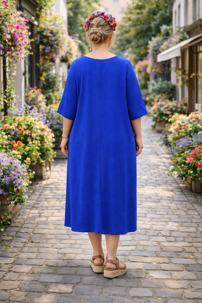 Robe ample col V crêpe de viscose