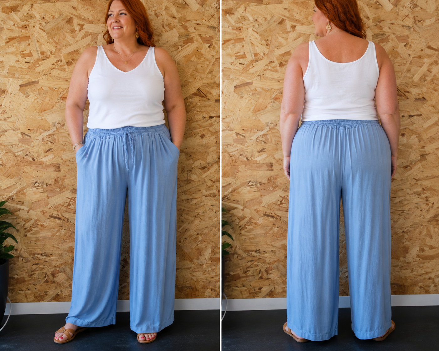 Pantalon palazzo couleurs jeans