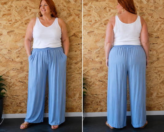 Pantalon palazzo couleurs jeans