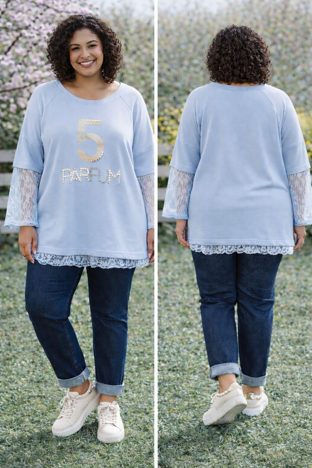 Teeshirt double effet dentelle N5