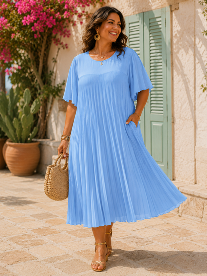 Robe évasée,  plissé soleil