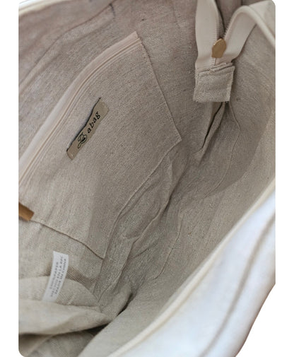 Sac besace rafia et cuir végétal