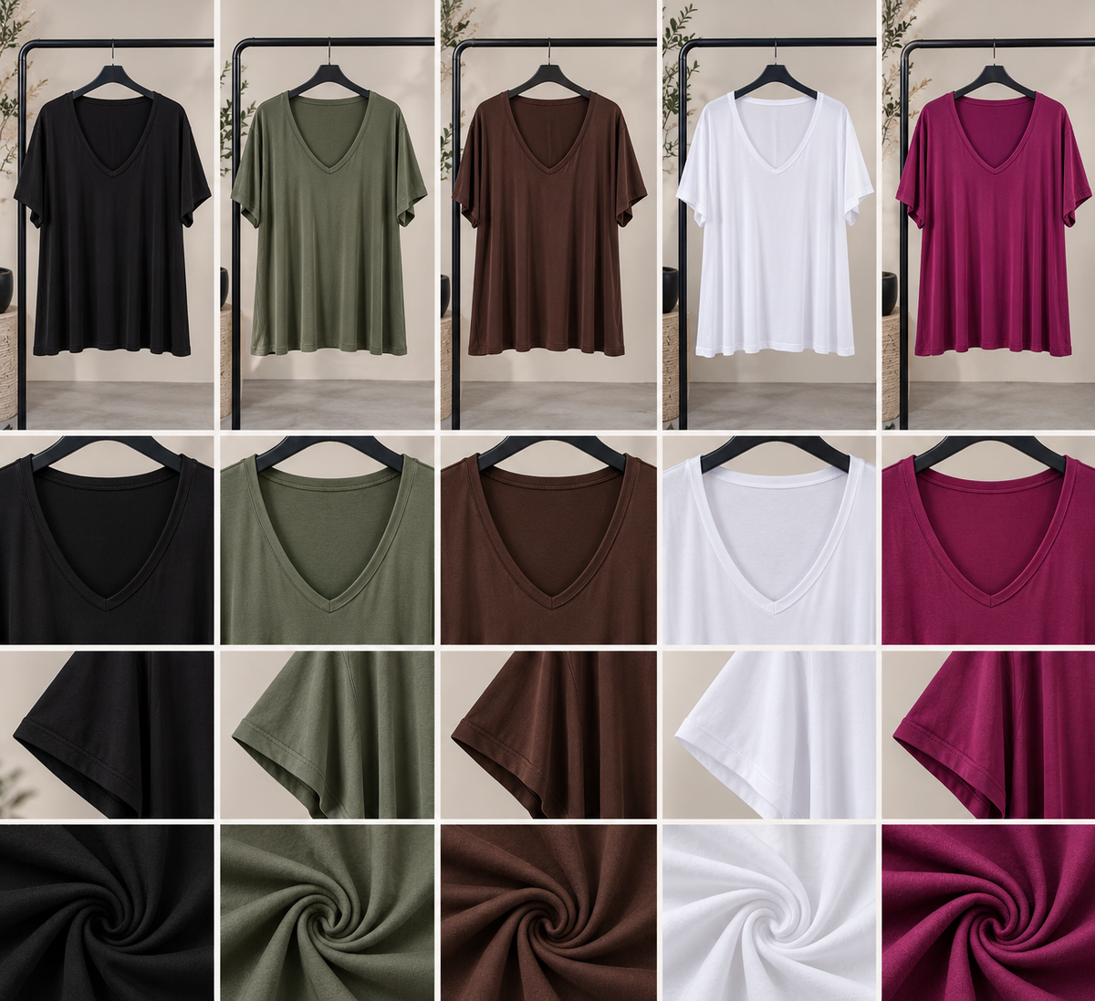 Teeshirt col V, coupe évasée