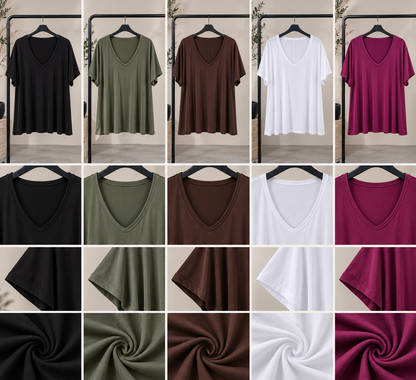 Teeshirt col V, coupe évasée