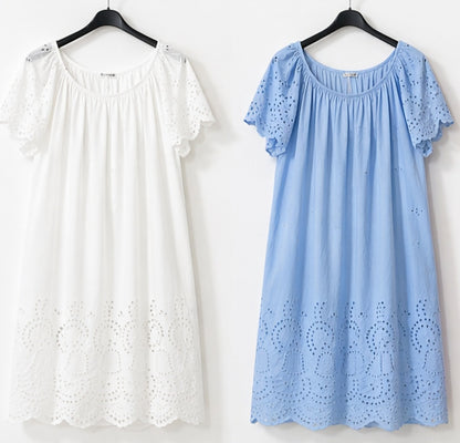 Robe broderie anglaise coton , col élastique