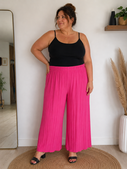 Pantalon effets plissage fin