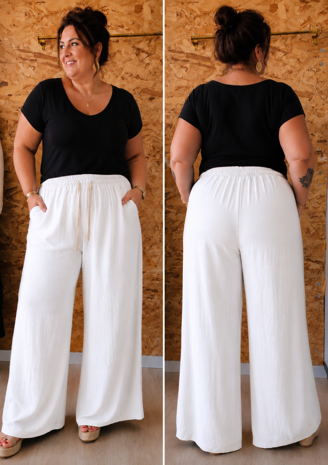 Pantalon palazzo crêpe de viscose
