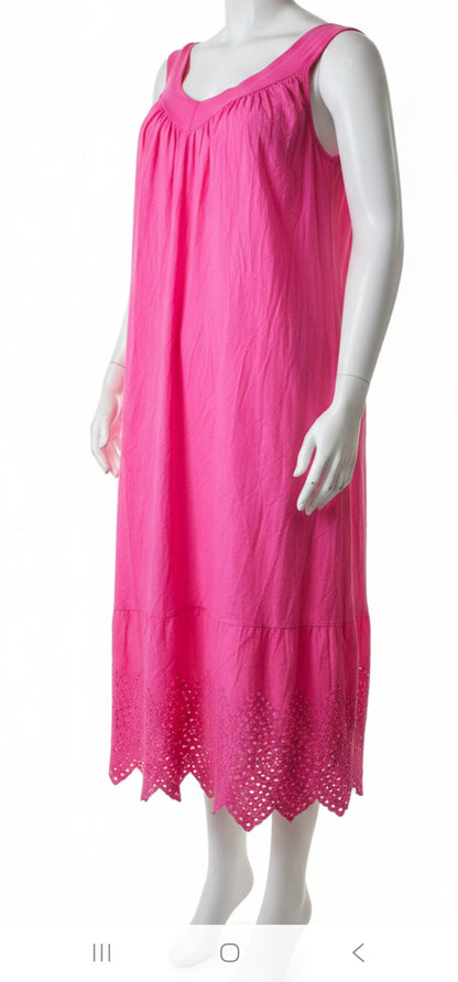 Robe longue coton et bas broderie anglaise