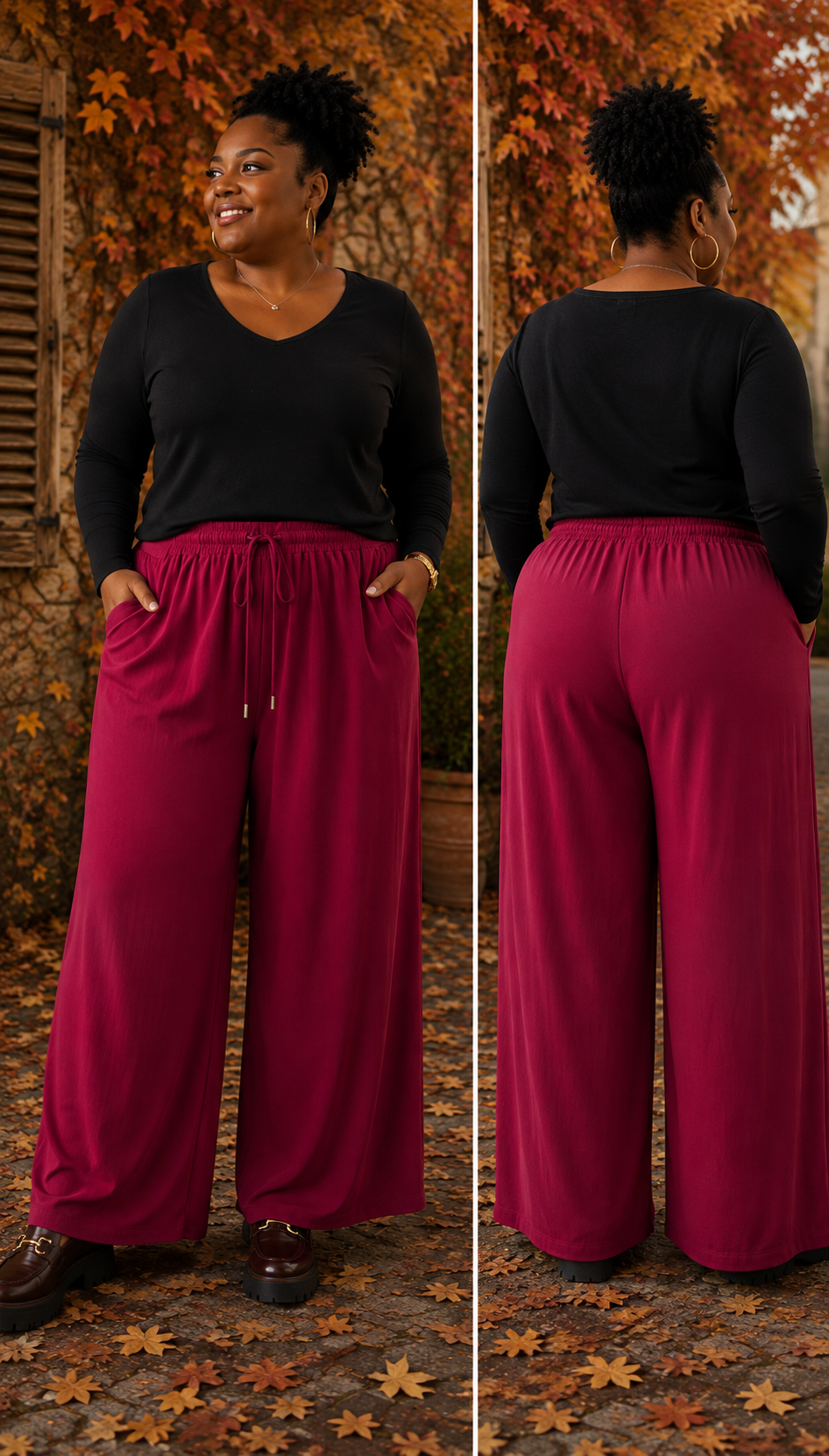 Pantalon palazzo crêpe de viscose