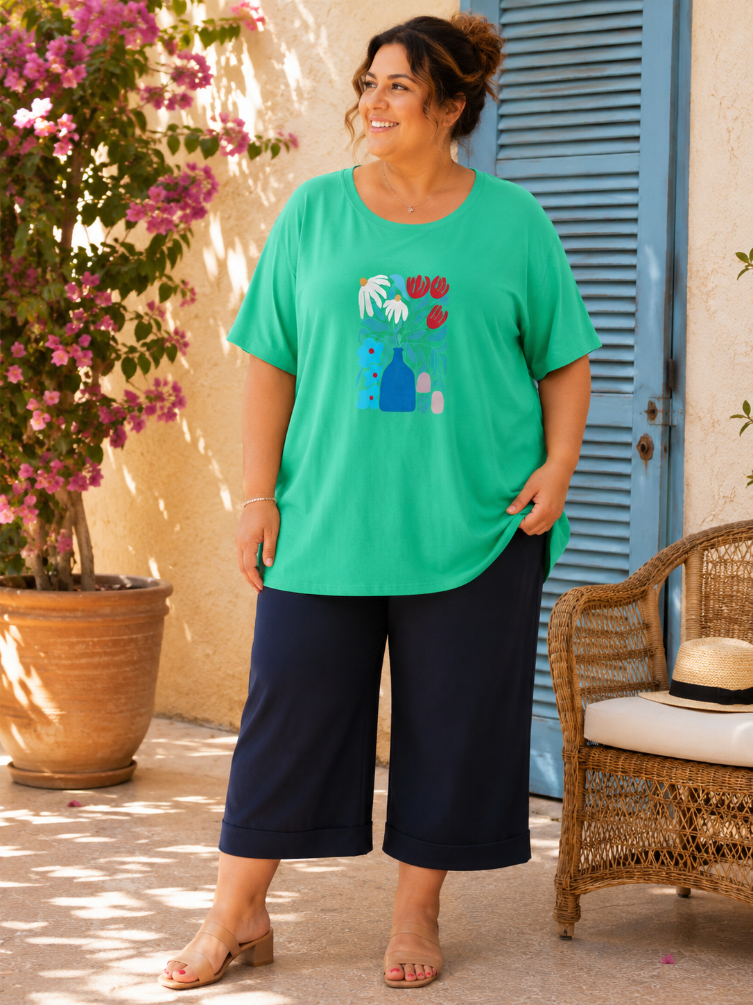 Teeshirt floral vert Brésil ou turquoise