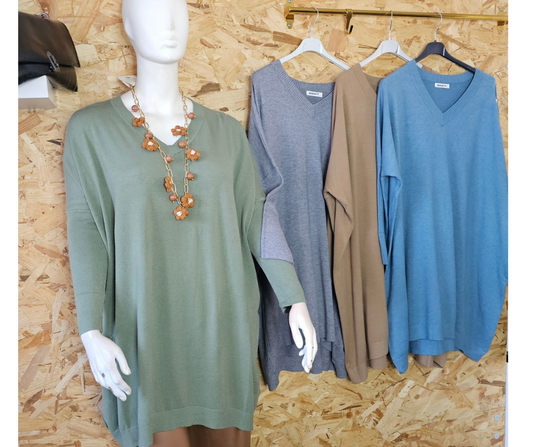 Pull col V long stretch et super doux